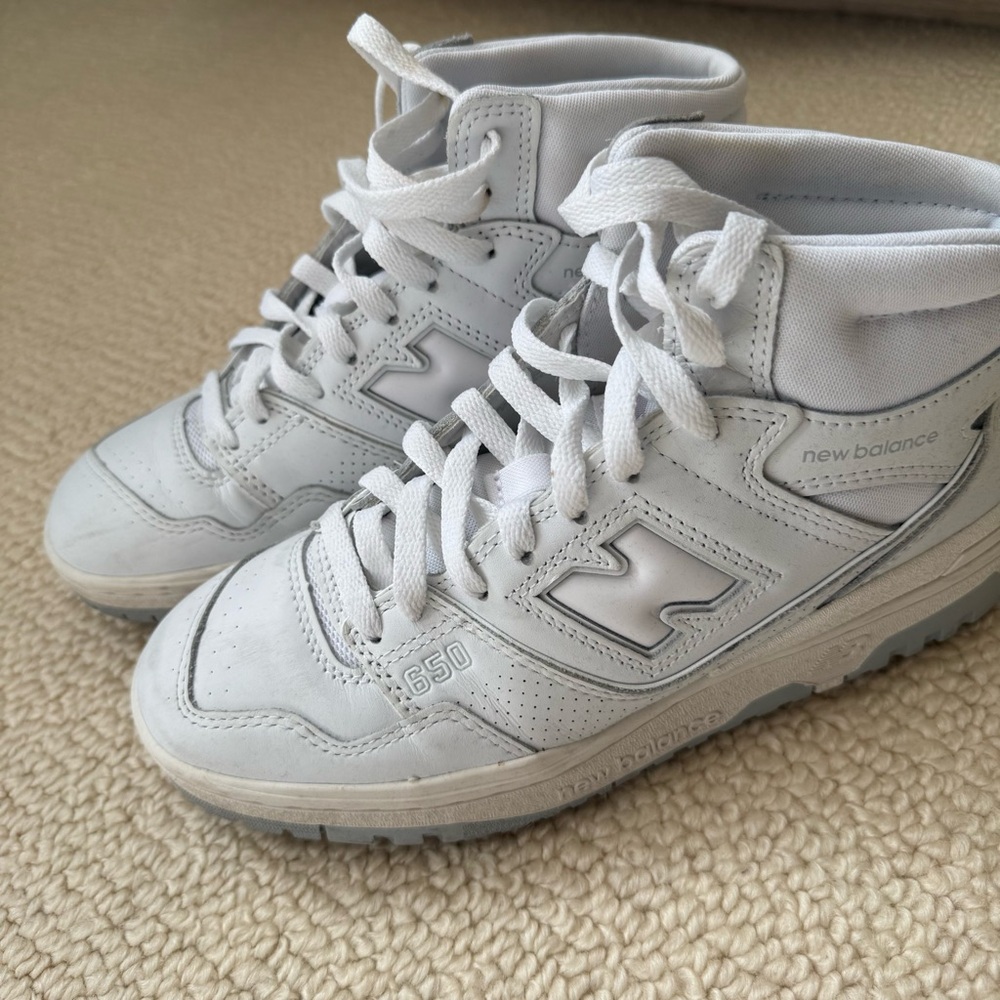 New Balance 650 R High-Top Sneakers in Triple White